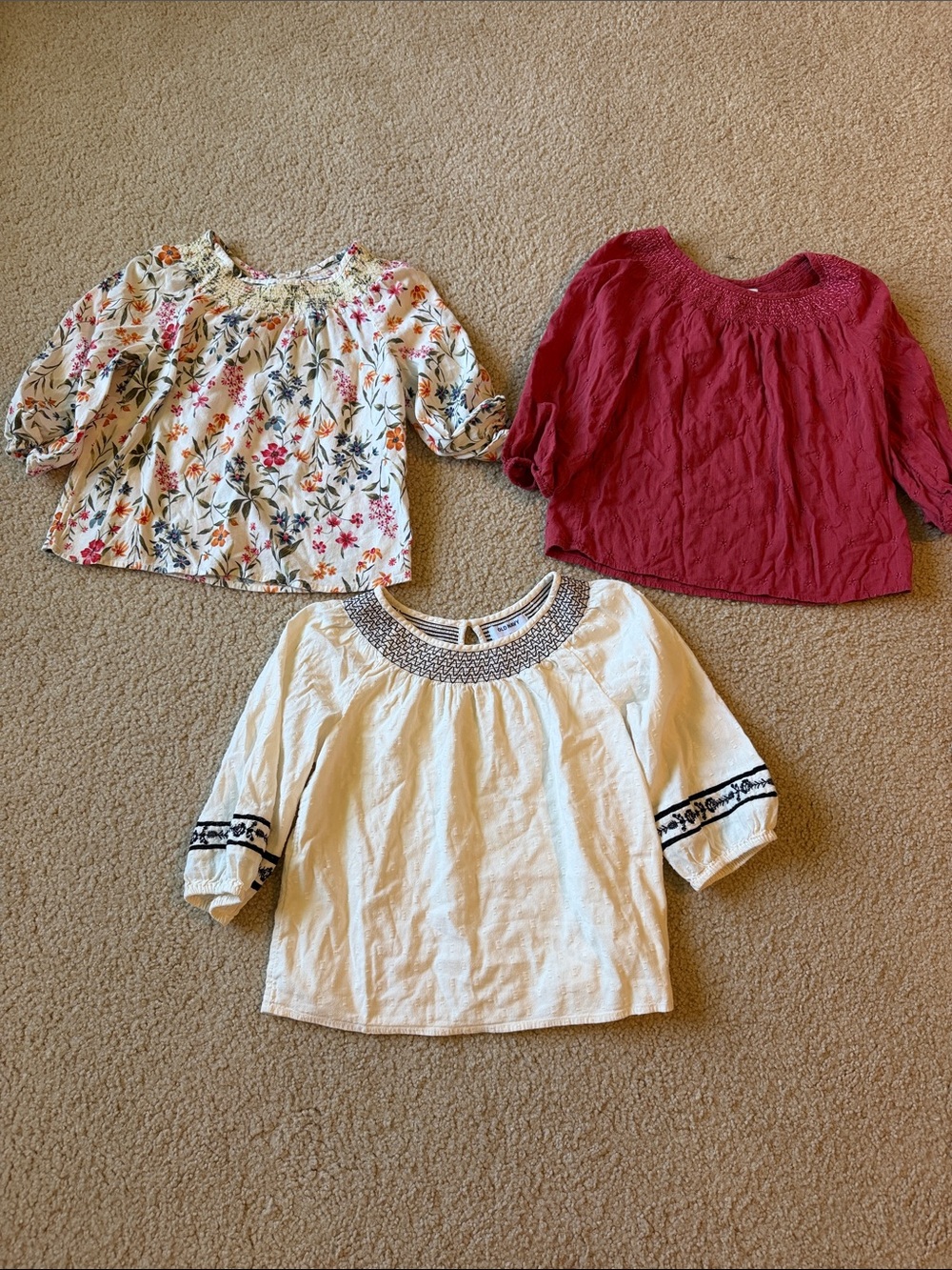 Old Navy girls Embroidered Peasant Tops 10-12